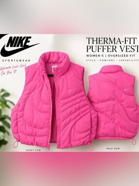 Nike Girls Bright Pink Puffer Vest